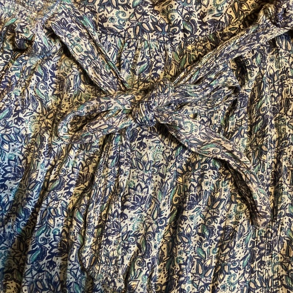 Angie Wide Leg Floral Blue Pants - Picture 3 of 5